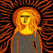 Midjourney Bot: the sun, in style of Edvard Munch